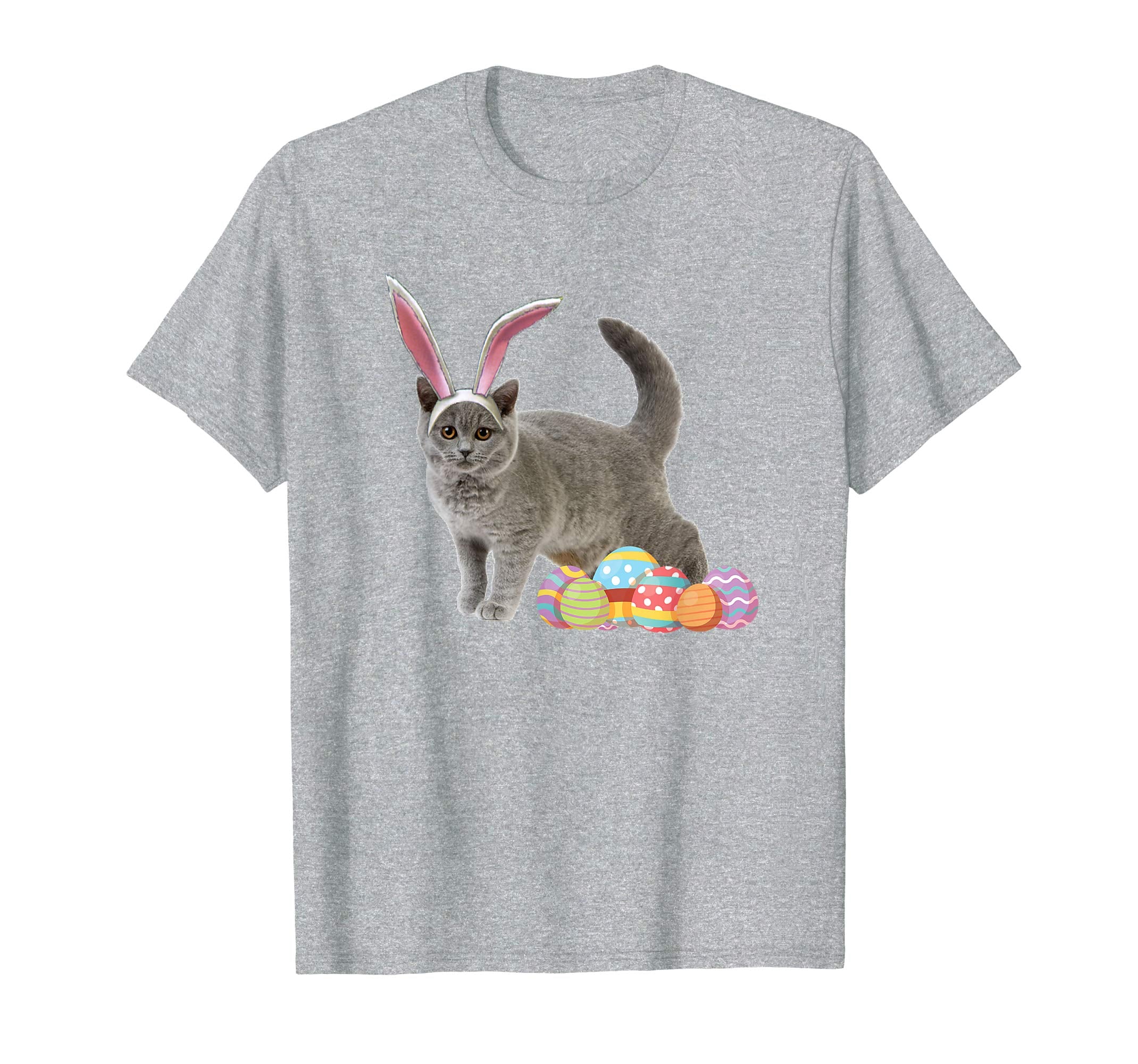 Easter Cat Shirt Russian Blue Funny Bunny Ears & Eggs Gift