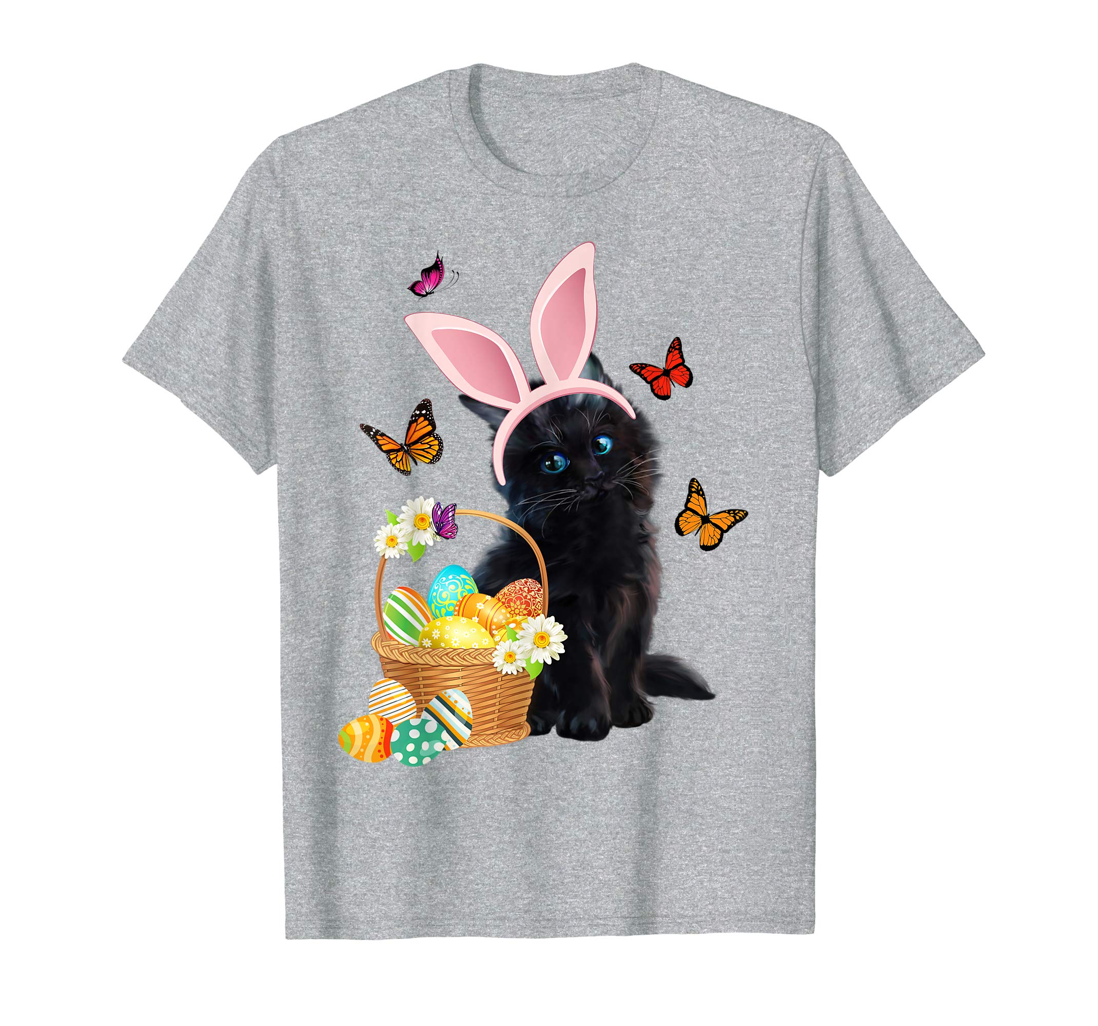 Black Cat Bunny Hat Rabbit Easter Eggs Shirt