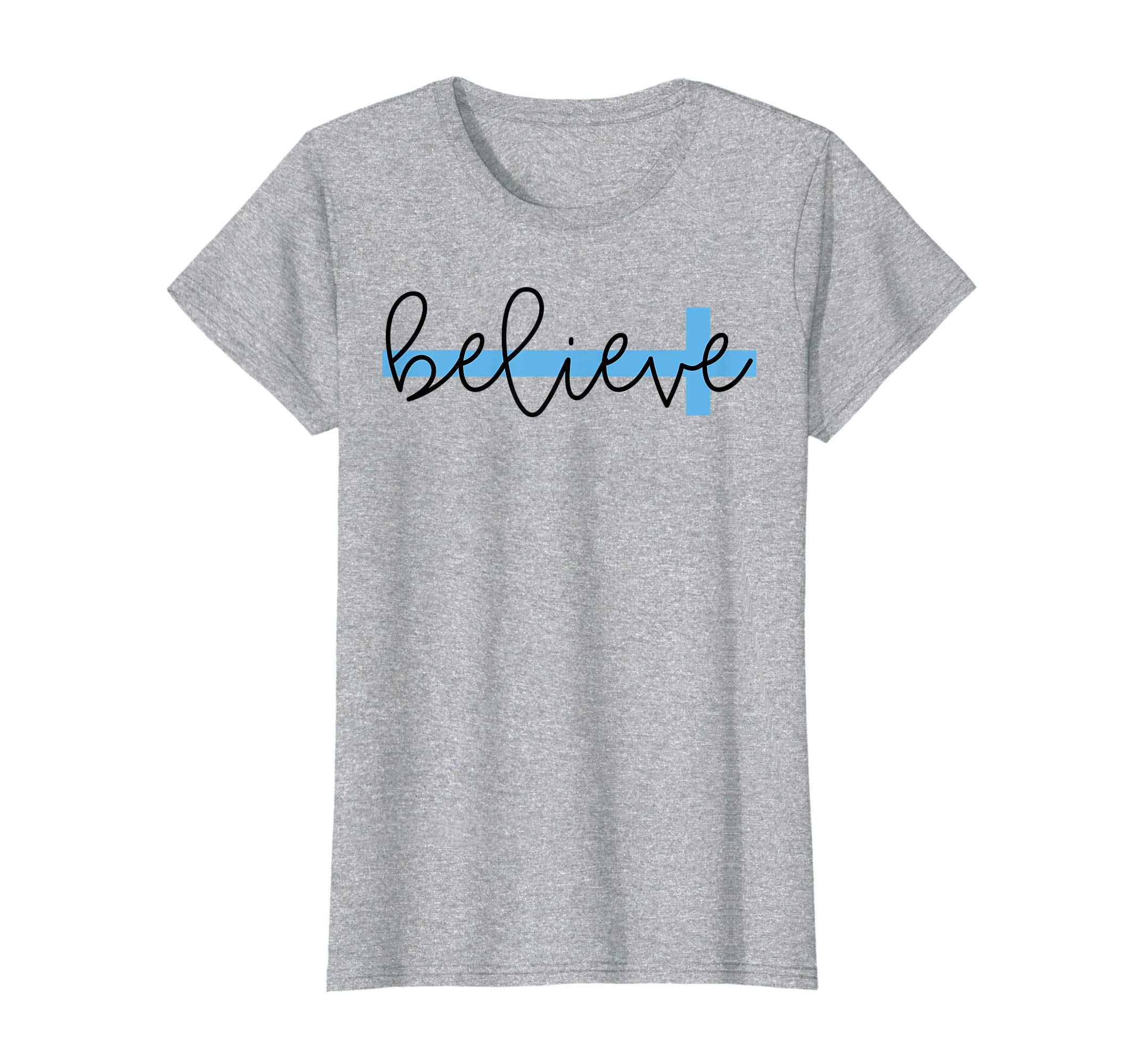 Believe Cross Christian Shirt Women's Girls Tee for Easter