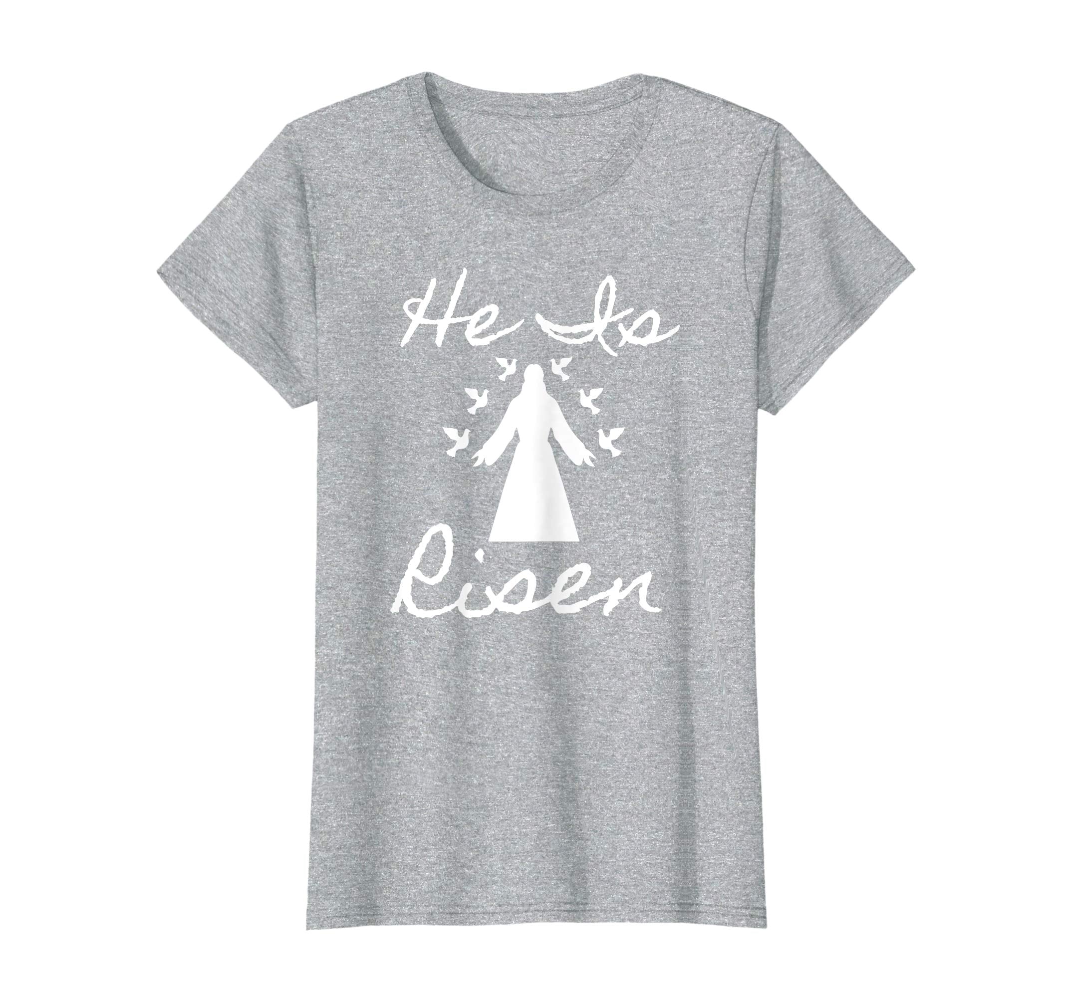 Christian Easter He Is Risen Tshirt Cross and Angel Wings