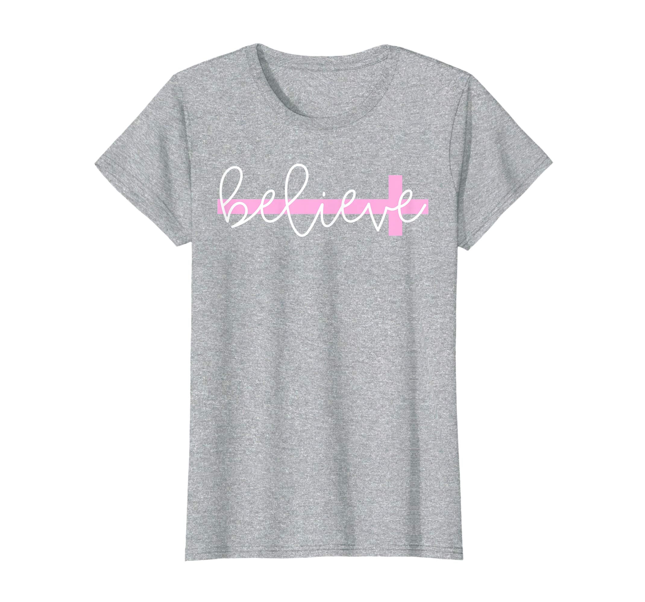 Believe Cross Christian Shirt Women's Girl's Tee for Easter