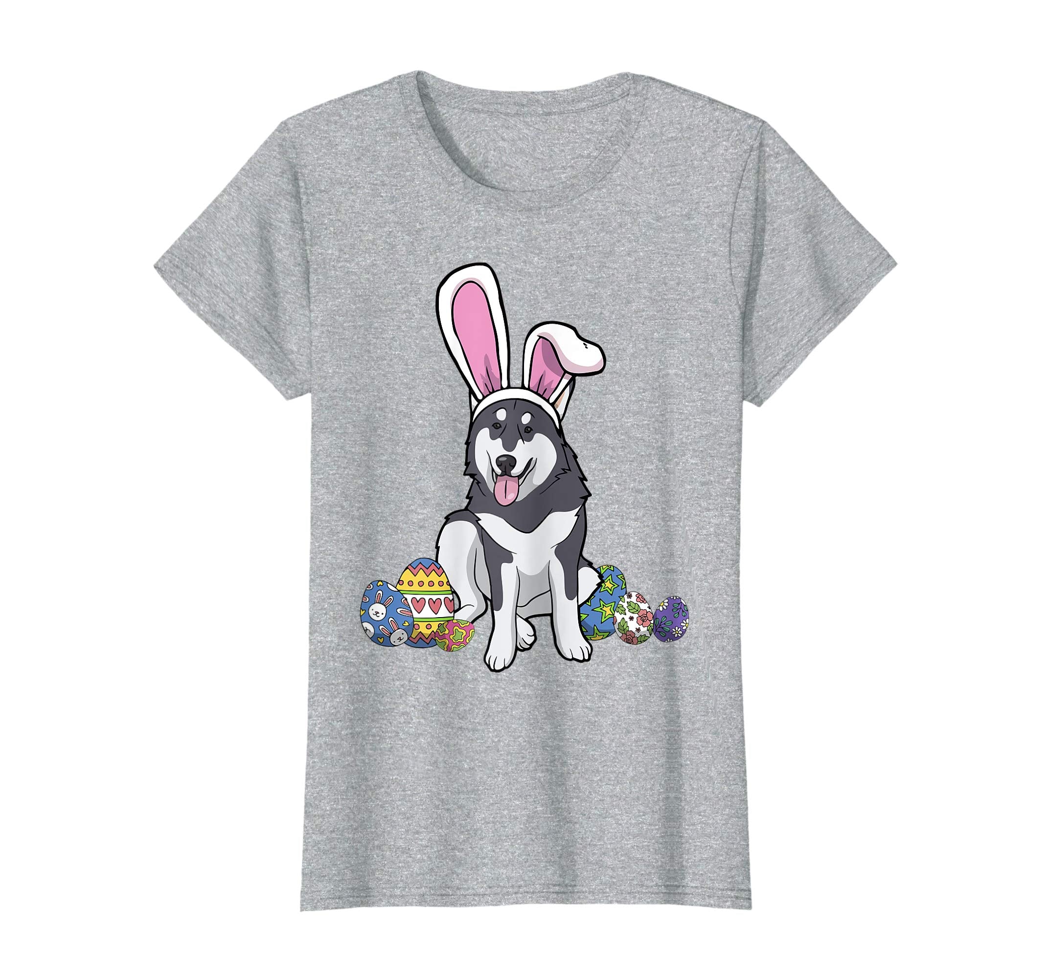 Alaskan Malamute Dressed As Easter Bunny Rabbit Ears T-Shirt