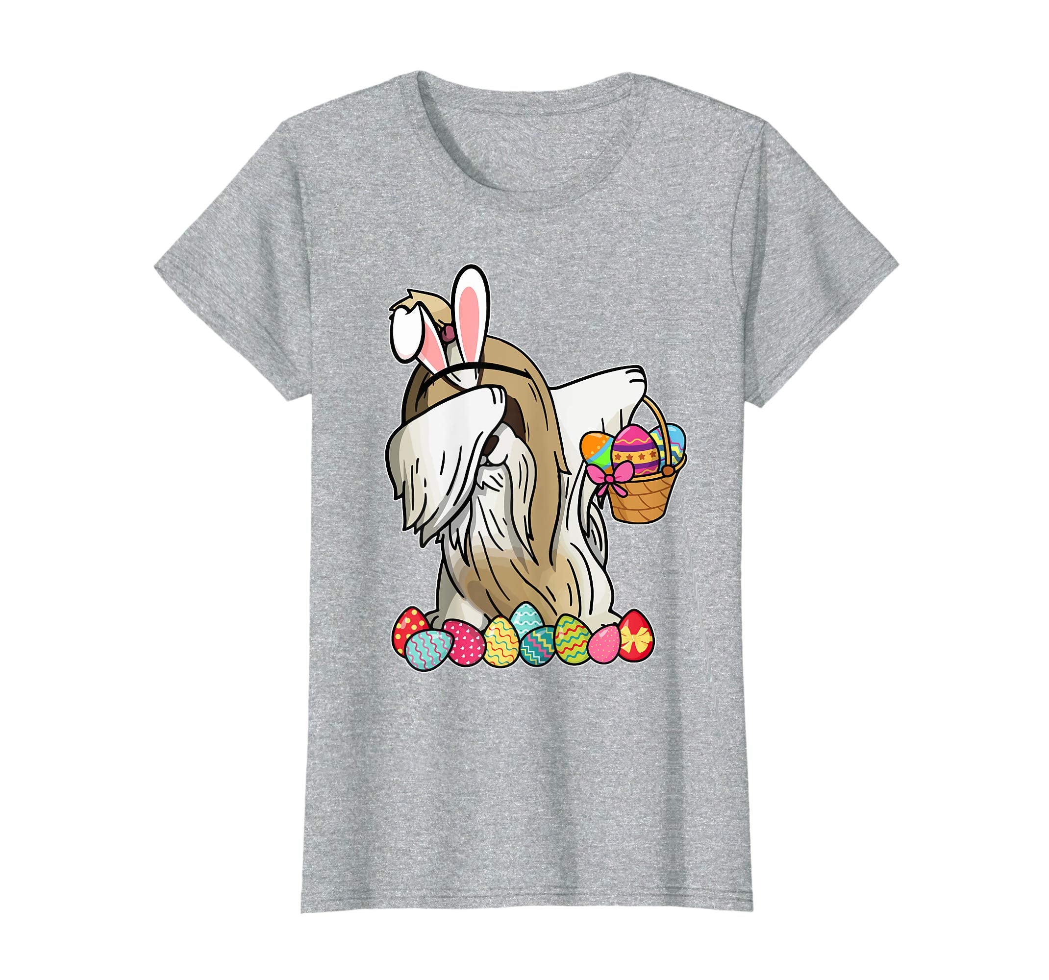 Shih Tzu Dab Dabbing Dressed Easter Bunny Egg Basket T-Shirt