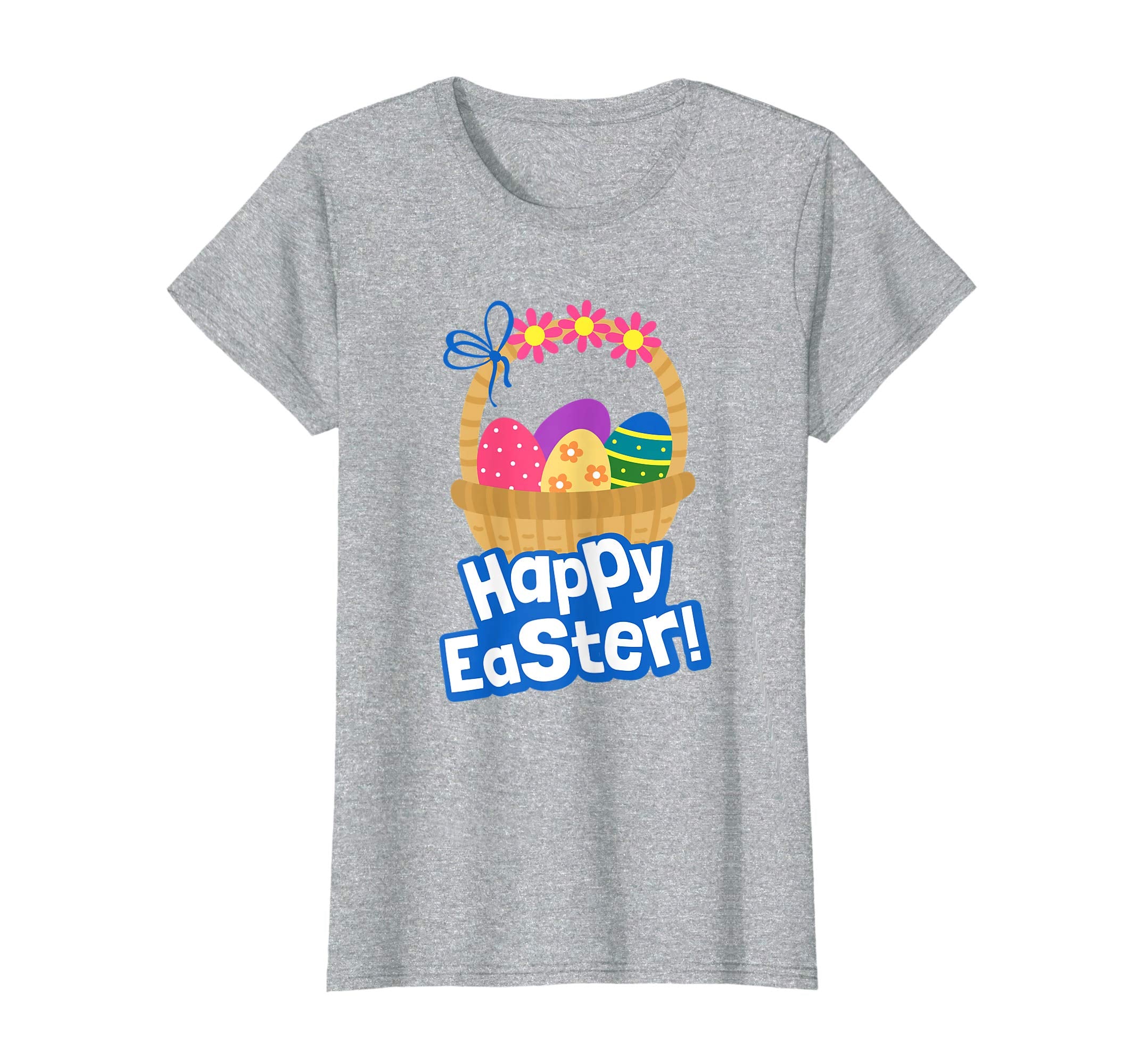 Happy Easter T Shirt A Basket Of Easter Eggs With Flowers