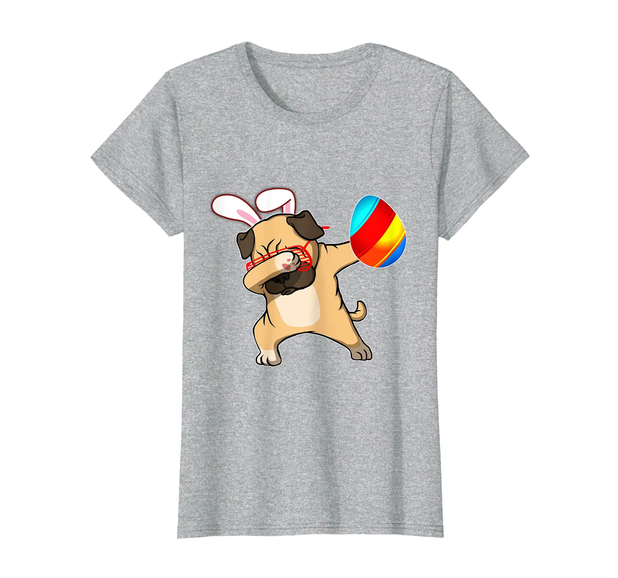 Easter Bunny Dabbing Pug Dog Tshirt Egg Ears Animal Gift