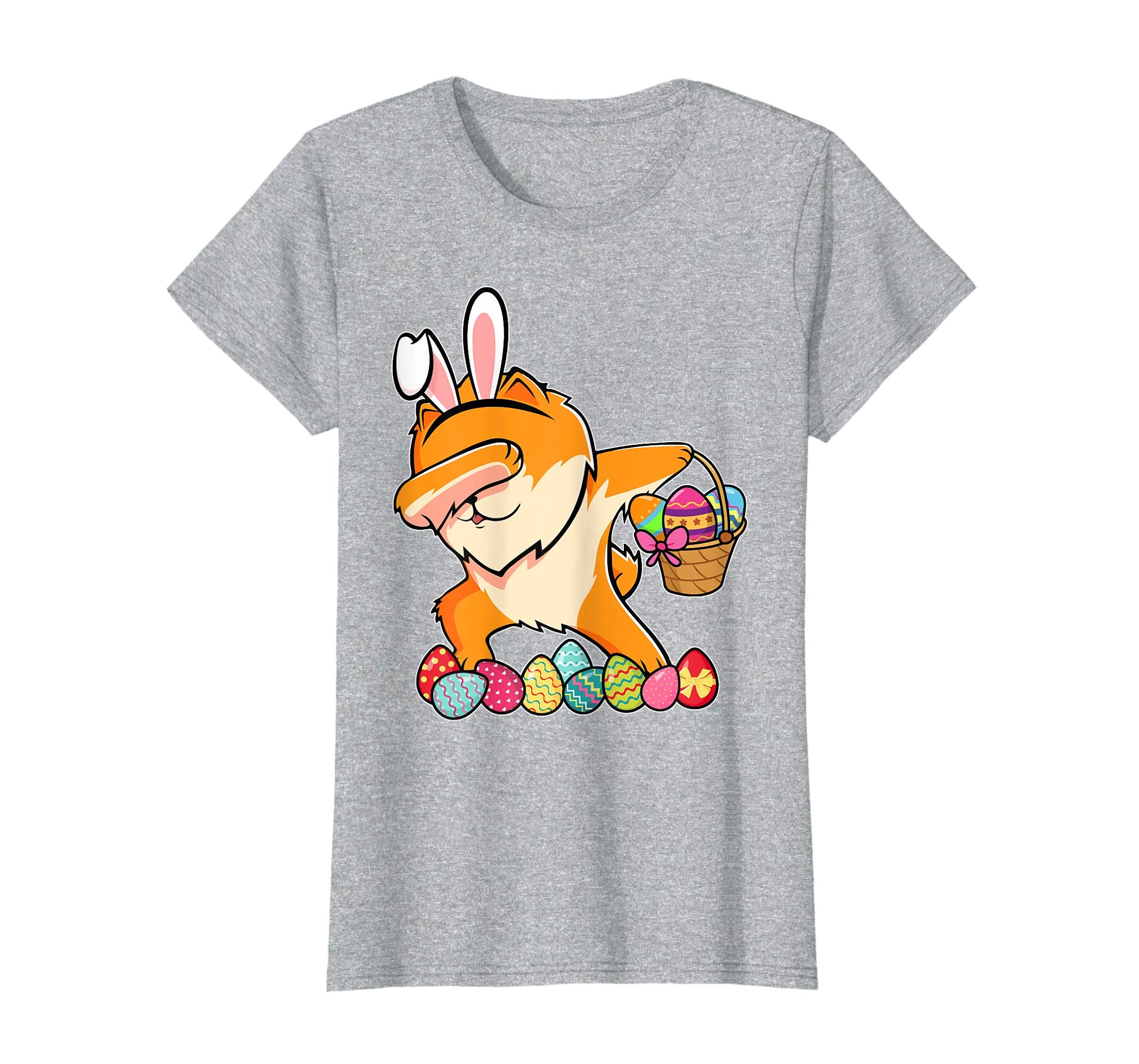 Pomeranian Dabbing Easter Bunny Egg Basket Hunting T-Shirt