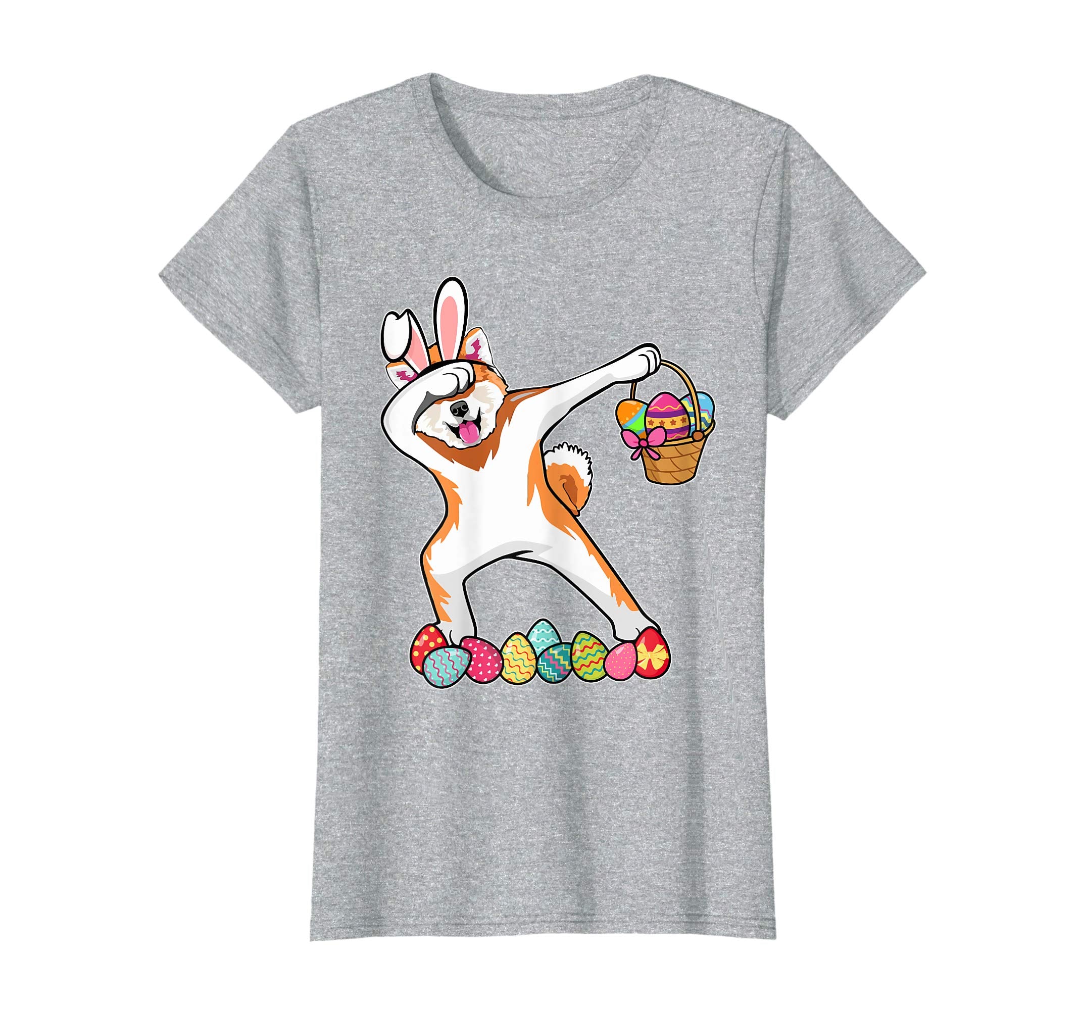 Akita Dab Dabbing Dressed Easter Bunny Egg Basket T-Shirt