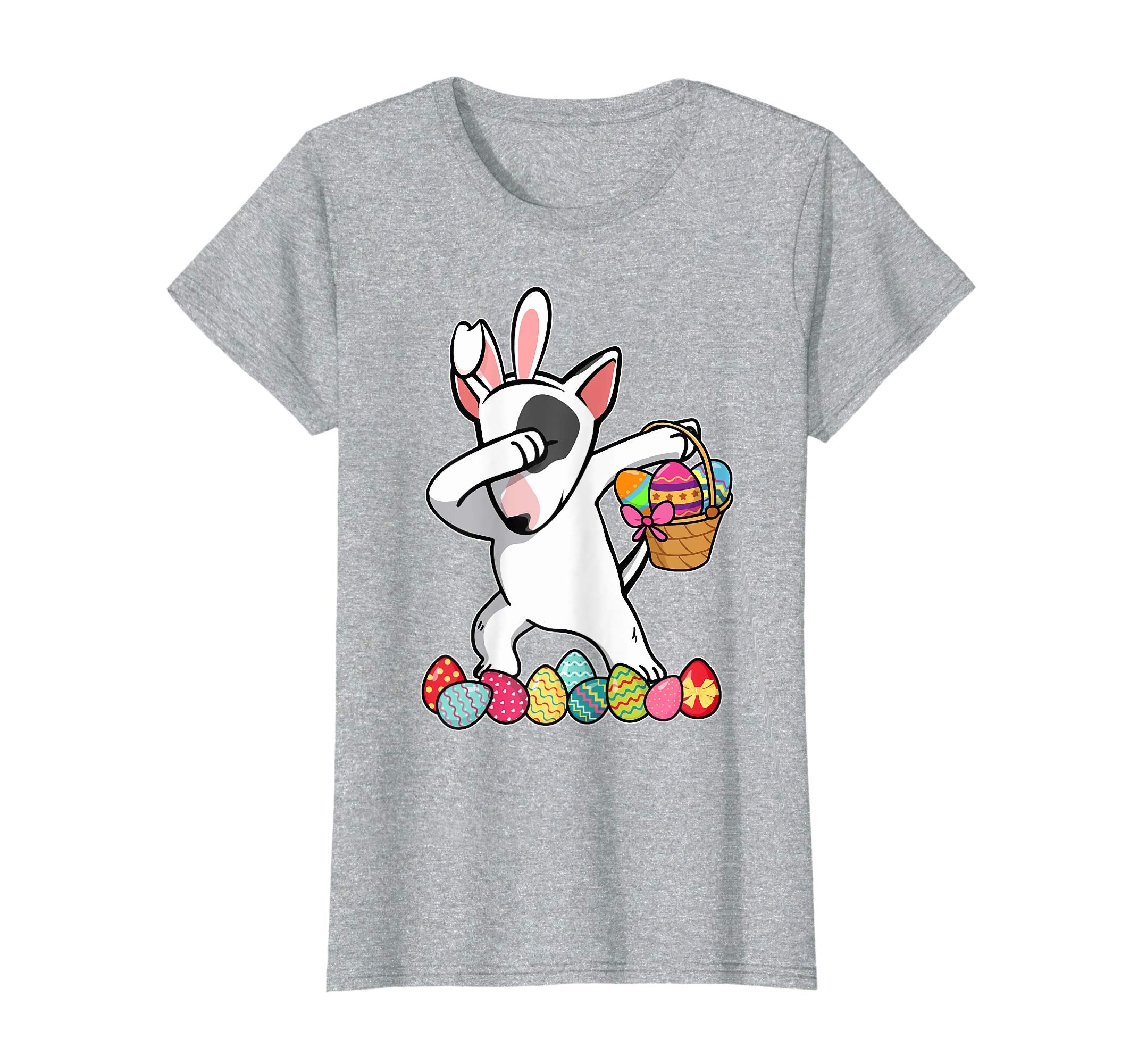 Bull Terrier Dabbing Easter Bunny Egg Basket Hunting T-Shirt
