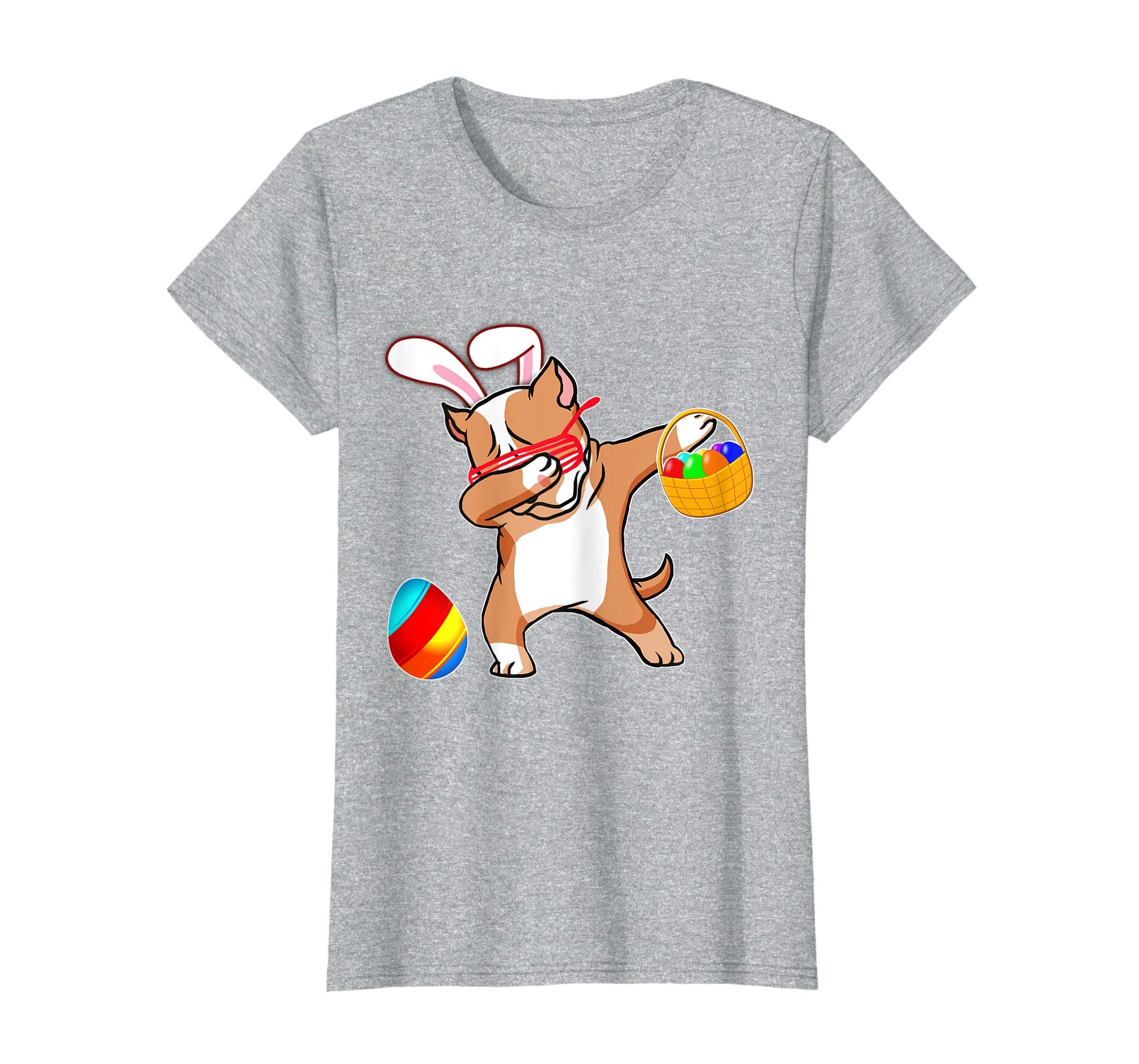 Easter Bunny Dabbing Pitbull Dog Tshirt Easter Egg Basket