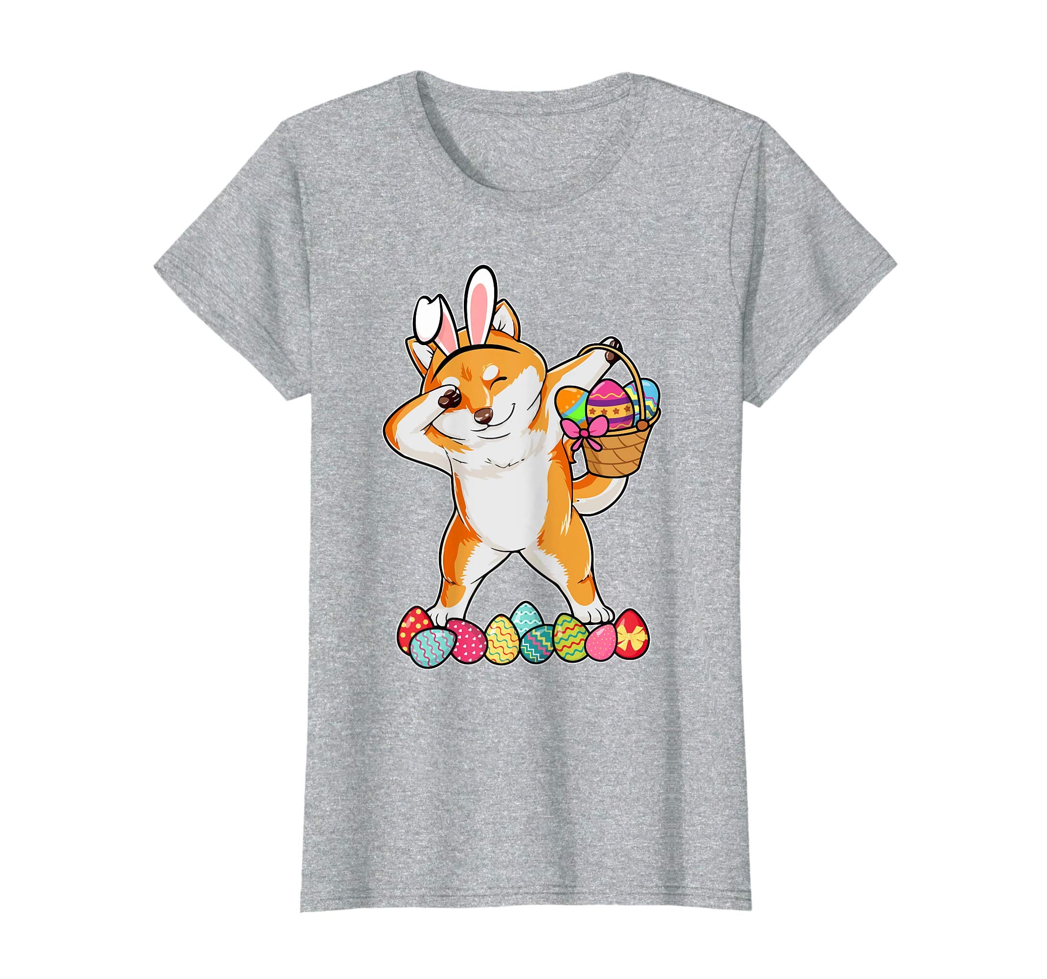 Shiba Inu Dabbing Easter Bunny Egg Basket Hunting T-Shirt