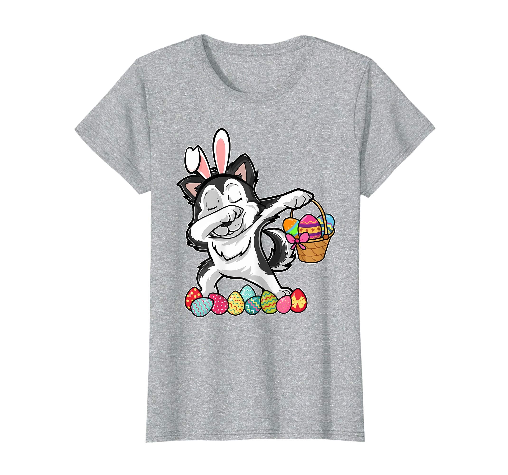 Siberian Husky Dabbing Easter Bunny Egg Basket Hunting Shirt