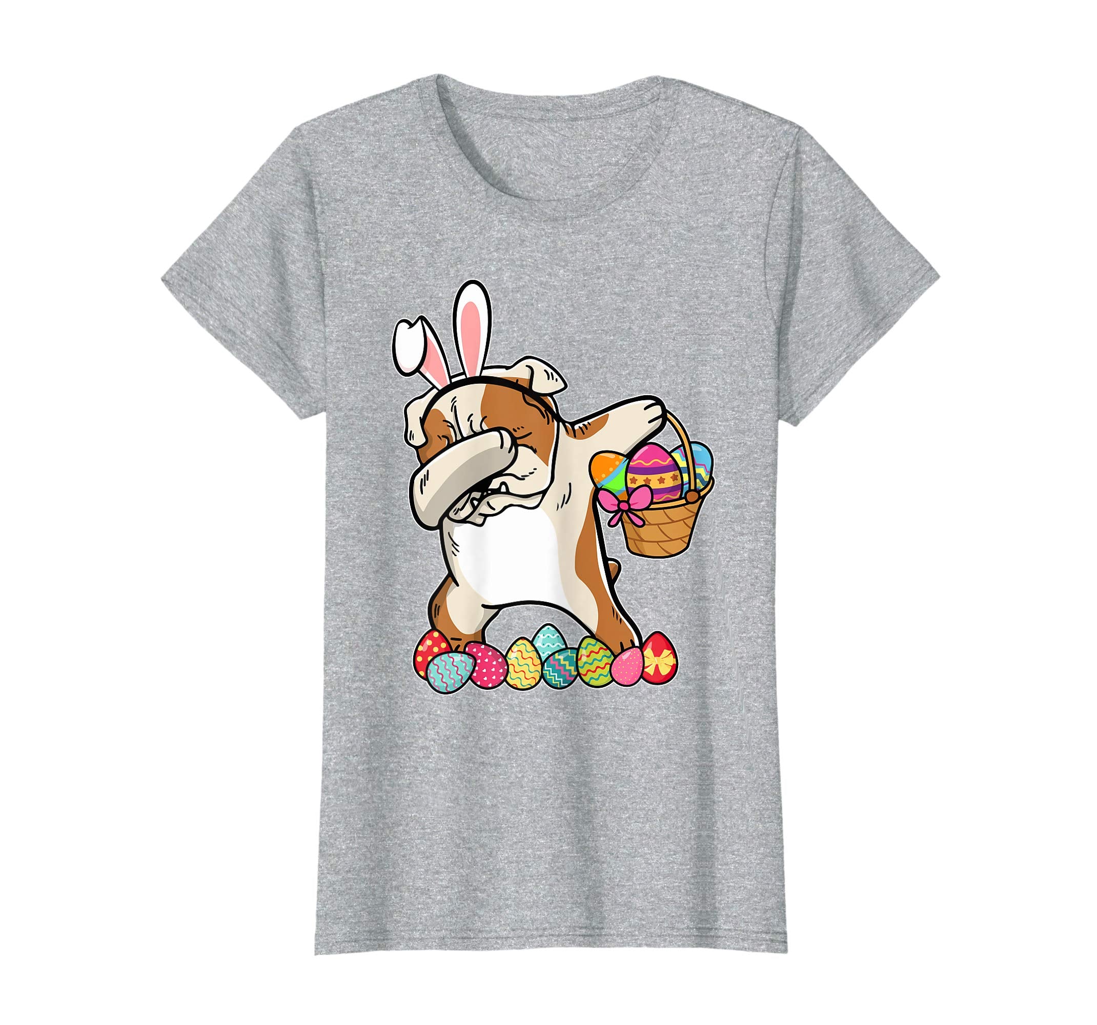 Bulldog Dab Dabbing Dressed Easter Bunny Egg Basket T-Shirt