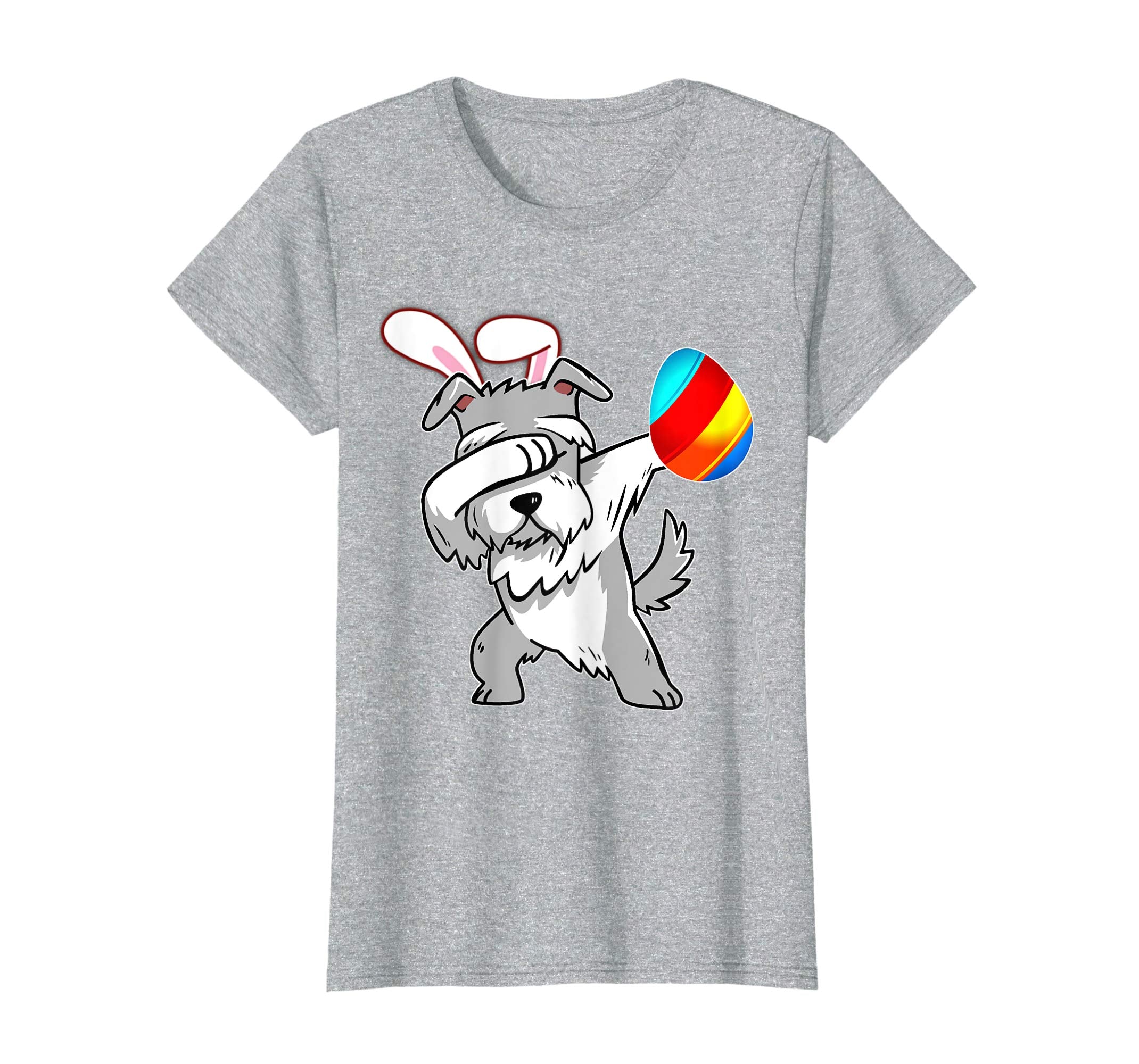 Easter Bunny Dabbing Schnauzer Dog Tshirt Egg Ears Gift