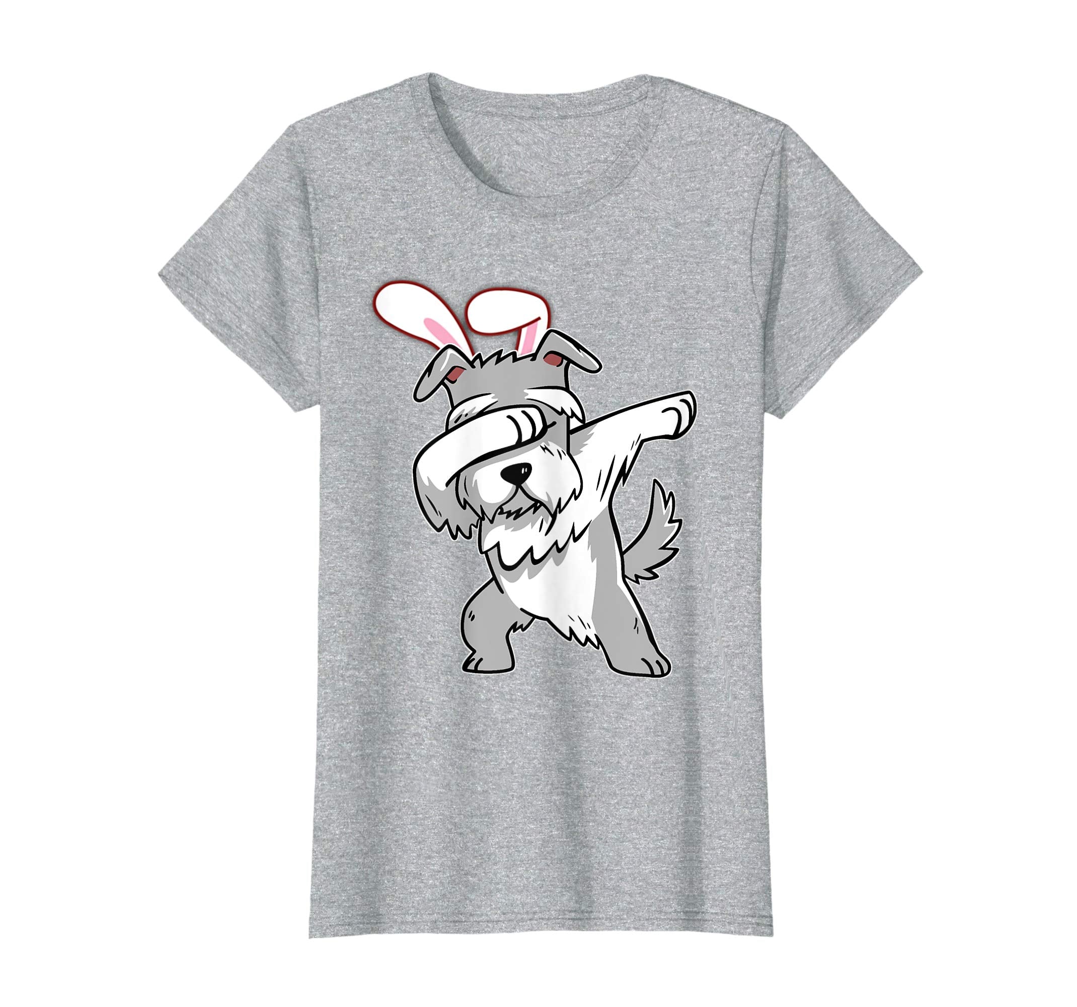 Easter Bunny Dabbing Schnauzer Dog Tshirt Rabbit Ears Gift