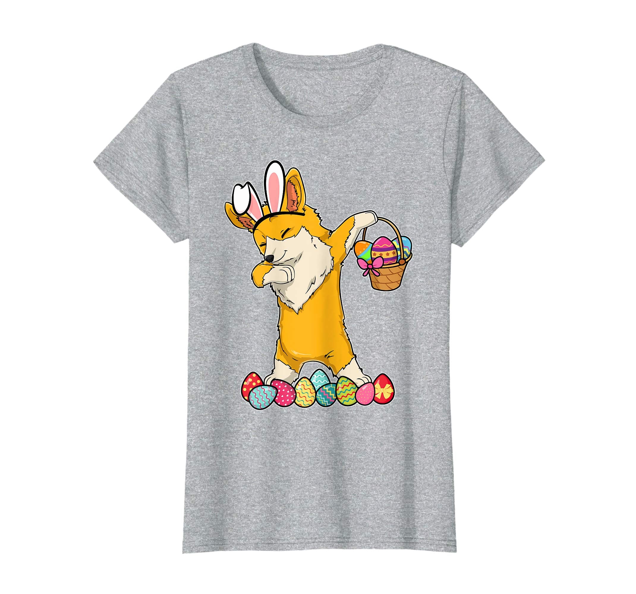 Corgi Dab Dabbing Dressed Easter Bunny Egg Basket T-Shirt