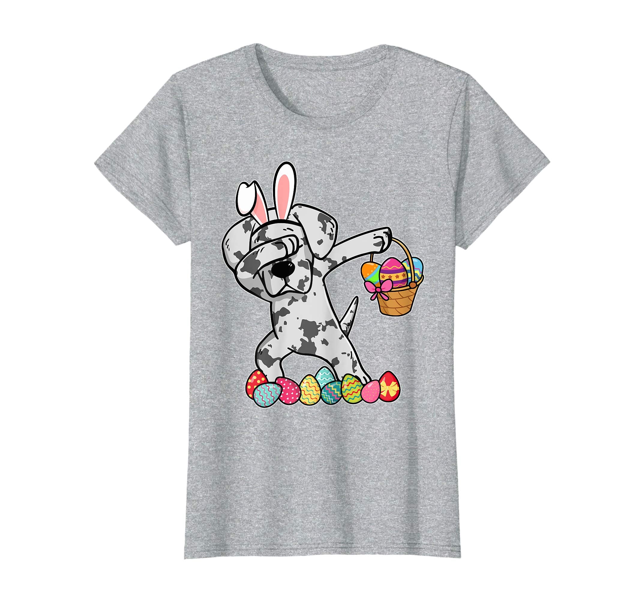 Great Dane Dabbing Easter Bunny Egg Basket Hunting T-Shirt