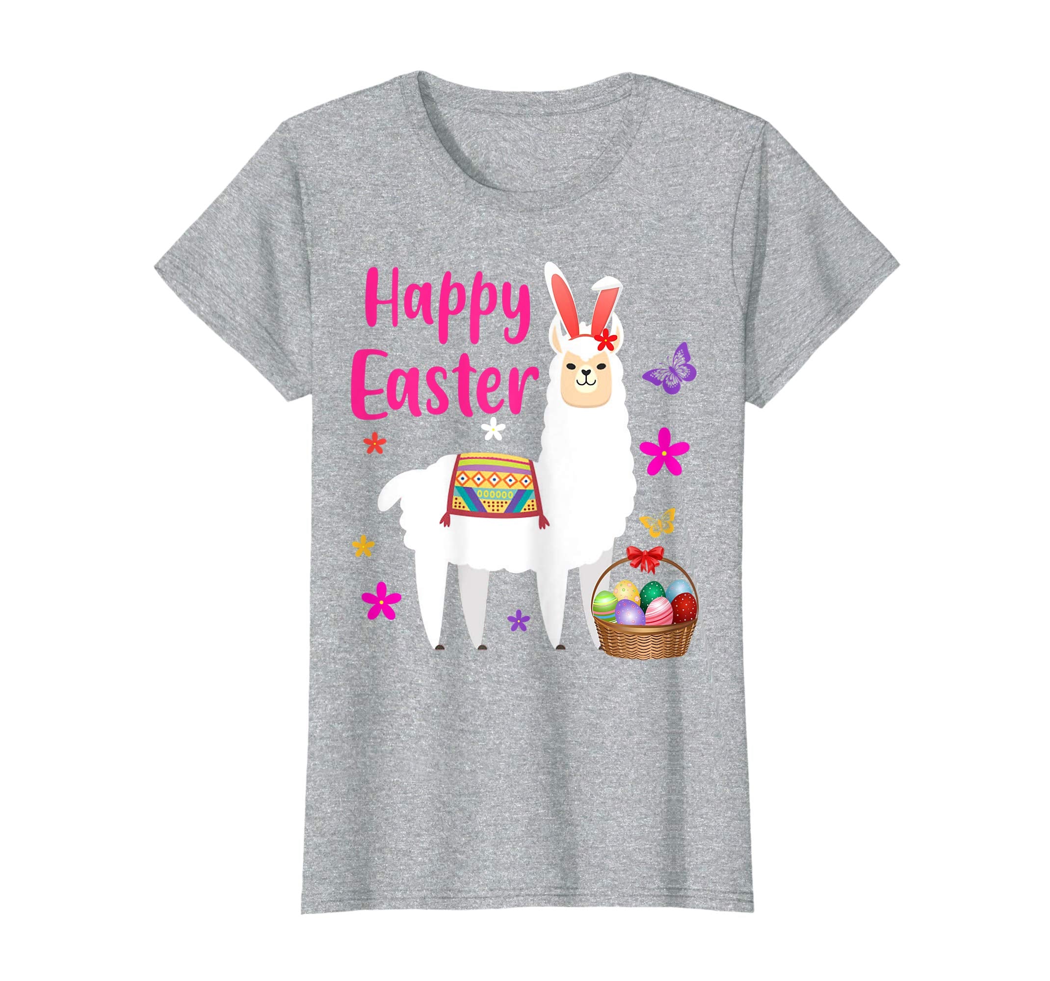 HAPPY EASTER LLAMA Bunny Gift Shirt Girls Women Kids