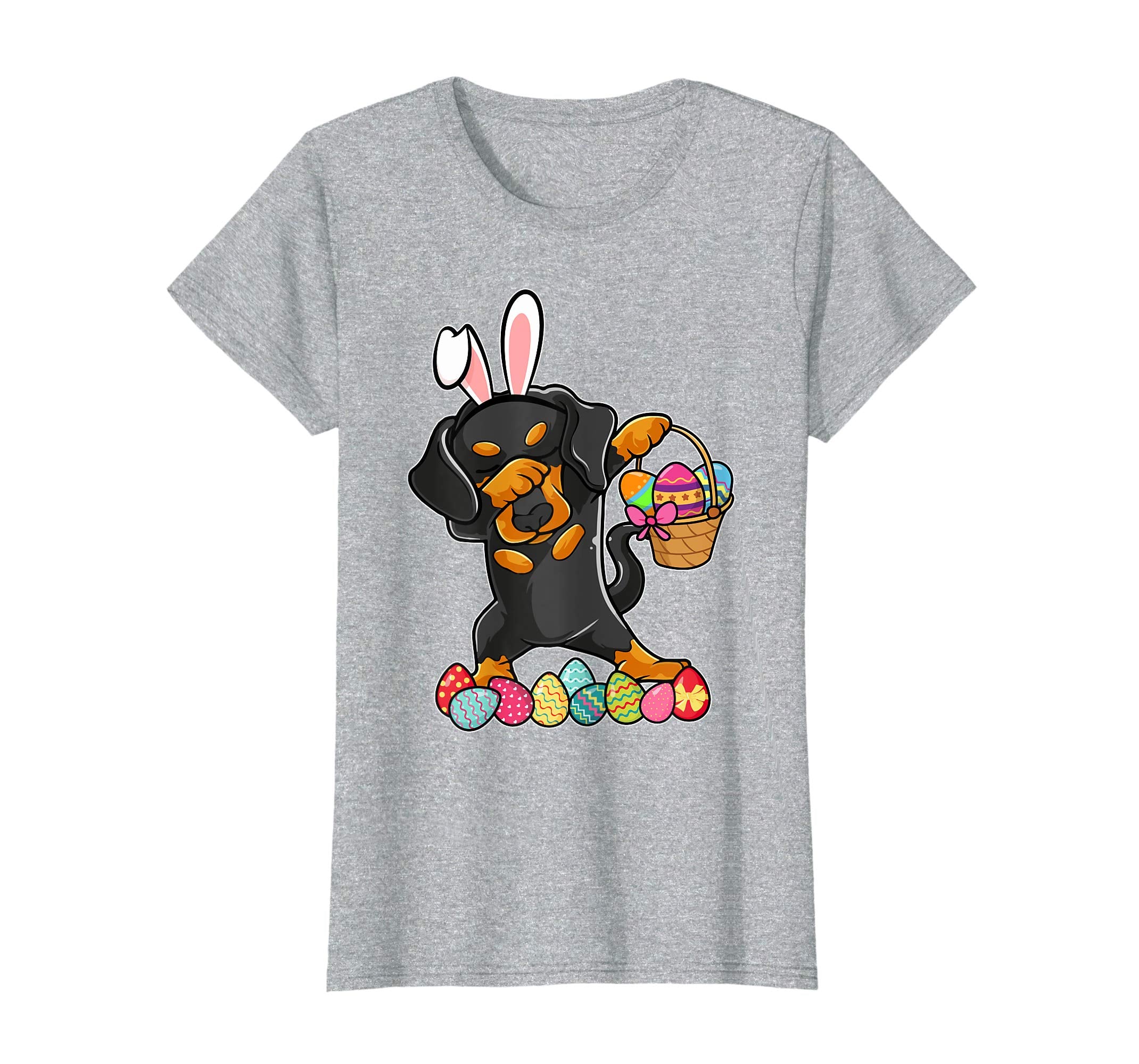 Dachshund Dabbing Easter Bunny Egg Basket Hunting T-Shirt