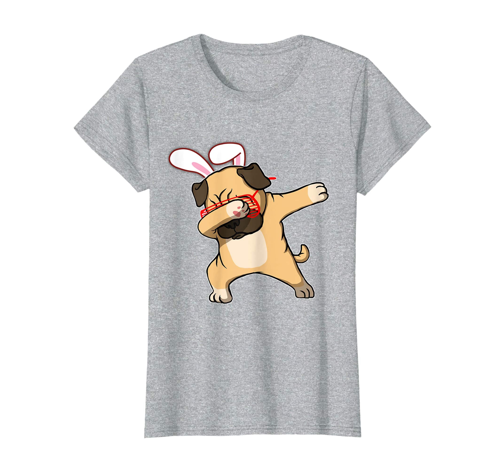 Easter Bunny Dabbing Pug Dog Tshirt Rabbit Ears Animal Gift