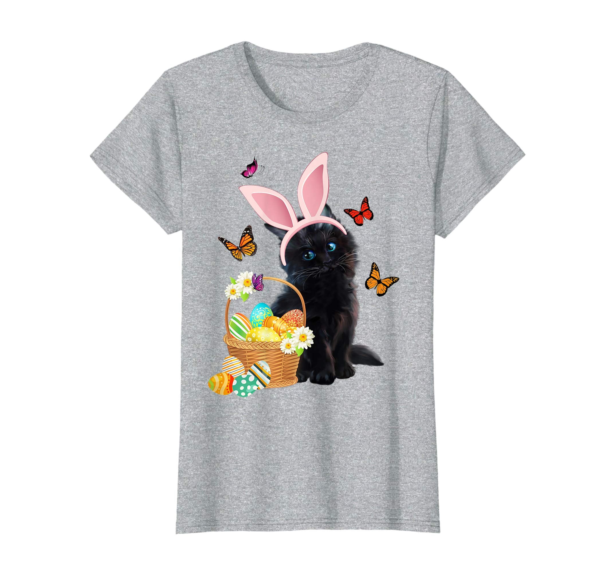 Black Cat Bunny Hat Rabbit Easter Eggs Shirt