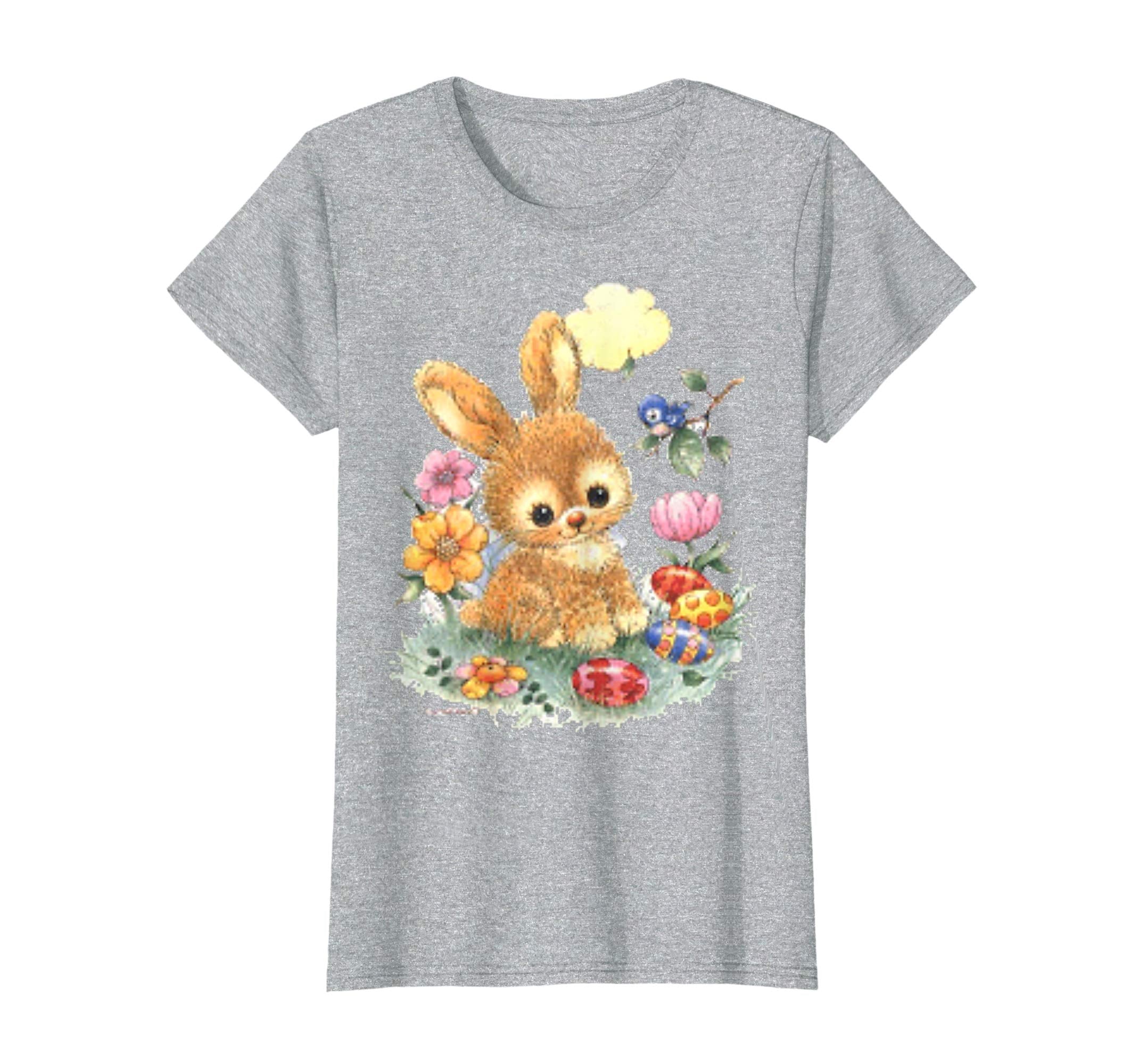 Cute Easter Bunny with Flowers and Eggs Standard T Shirts