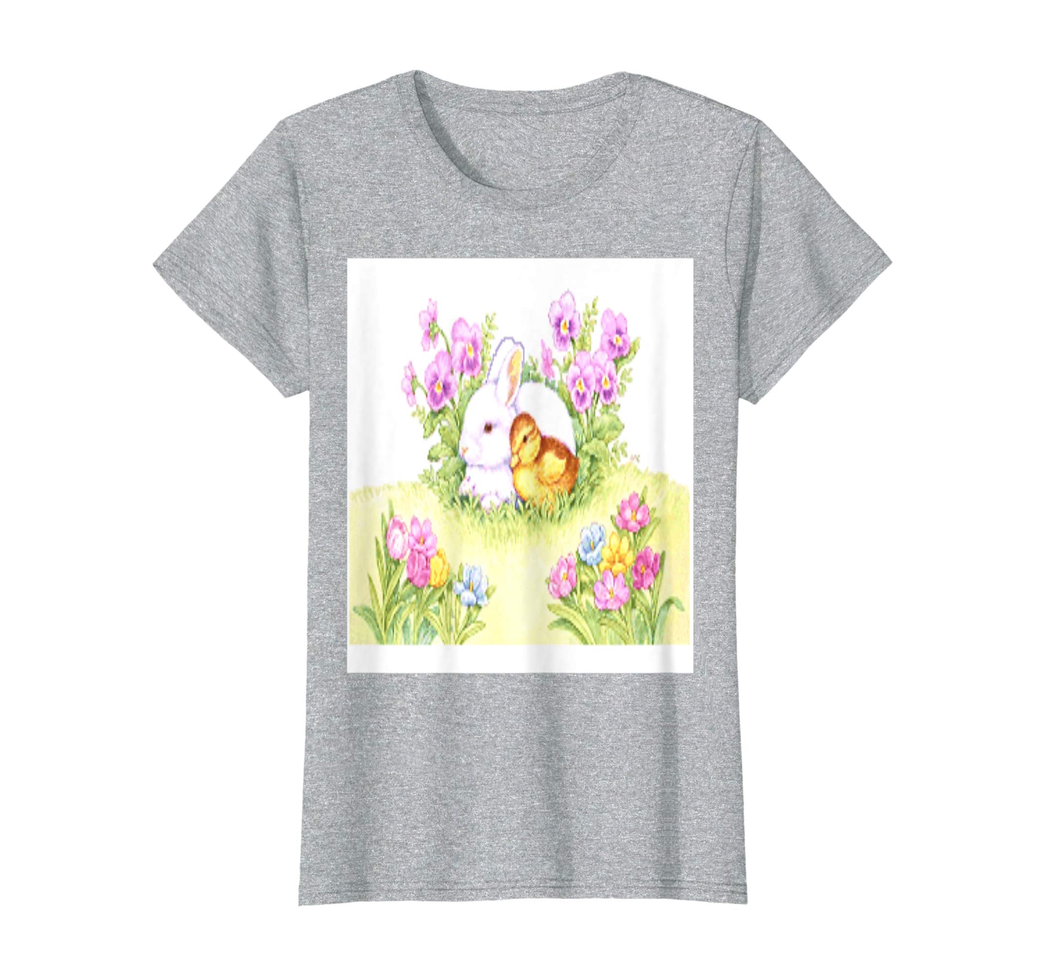 Easter Bunny, Duckling and Flowers Standard T Shirts