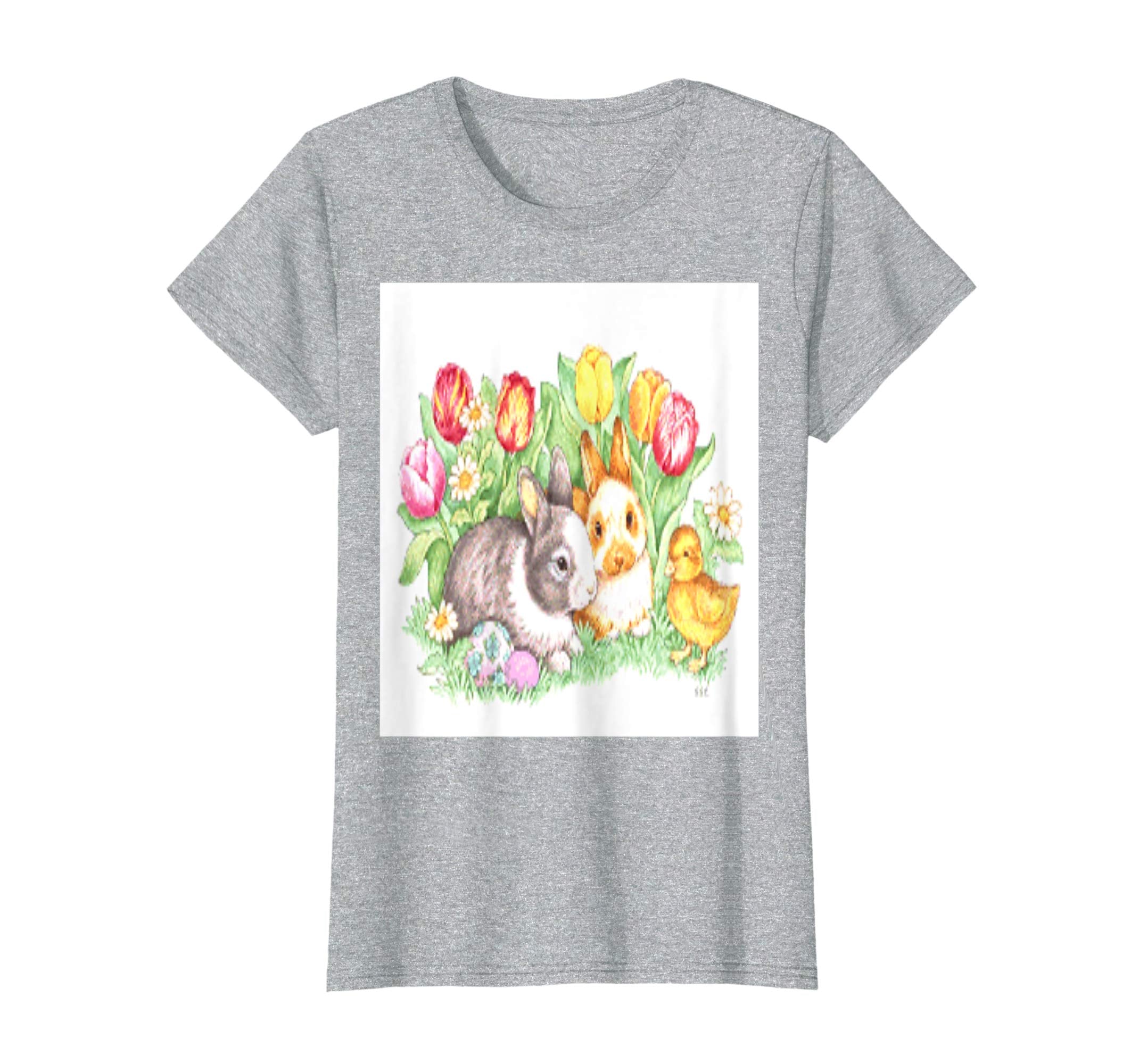 Easter Bunnies, Duckling and Tulips Standard T Shirts