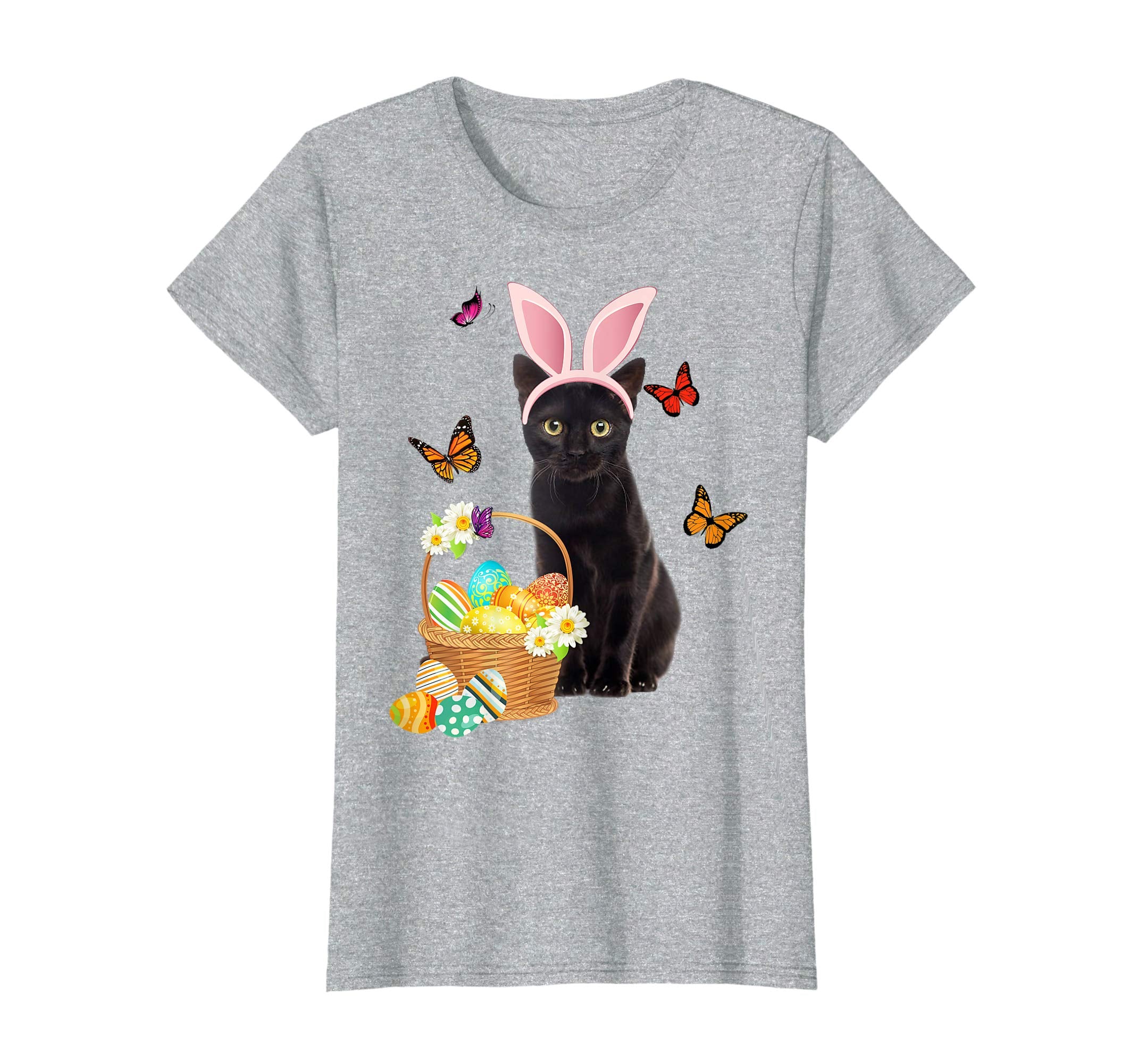 Black Cat Bunny Hat Rabbit Easter Eggs Shirt